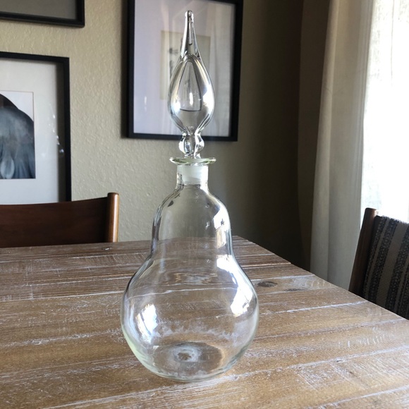 Vintage Glass Decanter with Teardrop Stopper